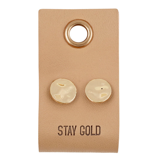 Leather Tag With Earrings - Stay Gold