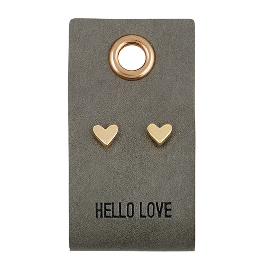 Leather Tag With Earrings - Heart Hello Love