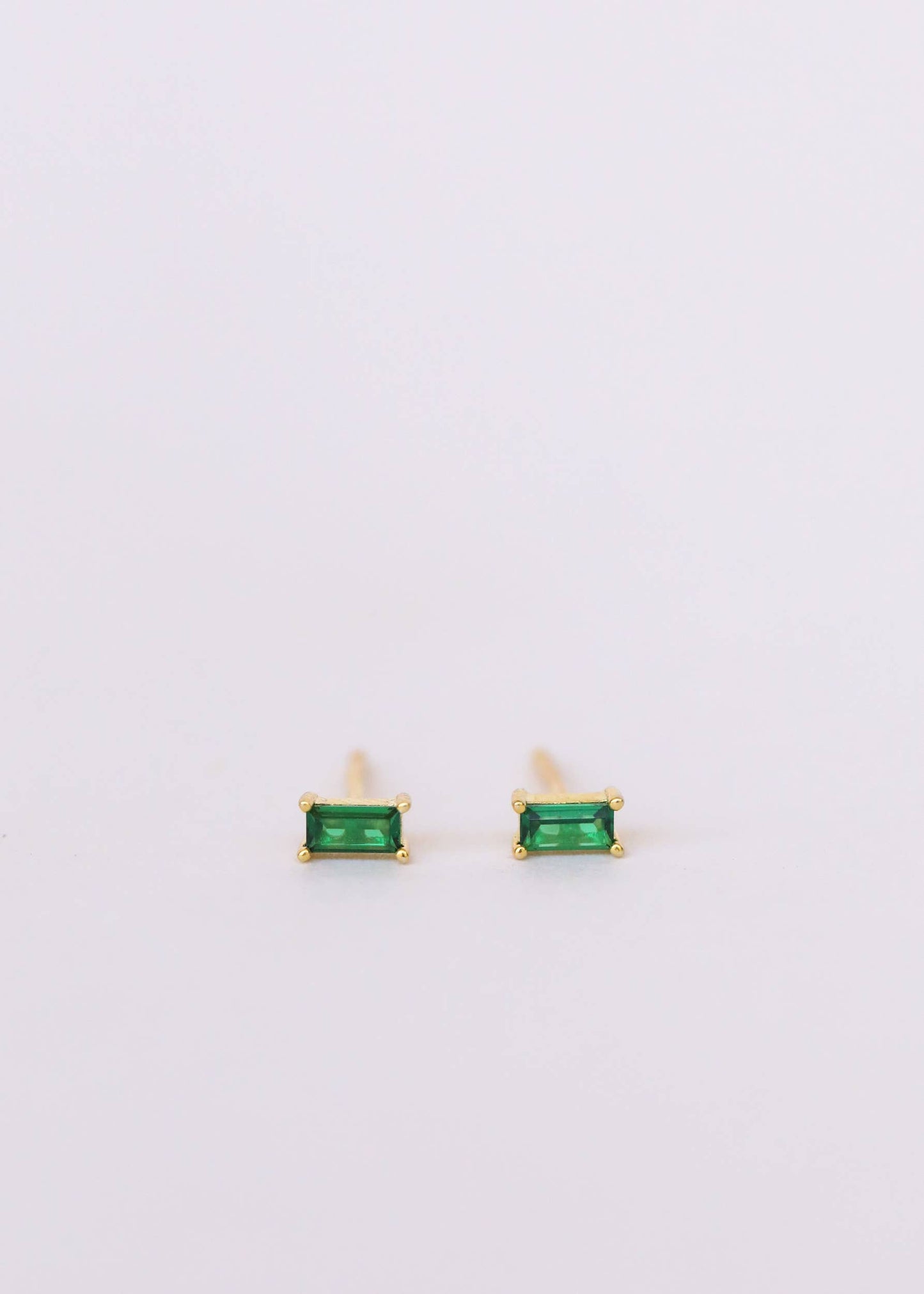 Baguette Emerald Gold Earrings