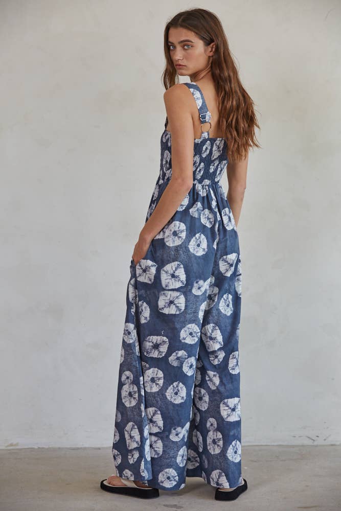 Cotton Square Neck Wide Leg Jumpsuit