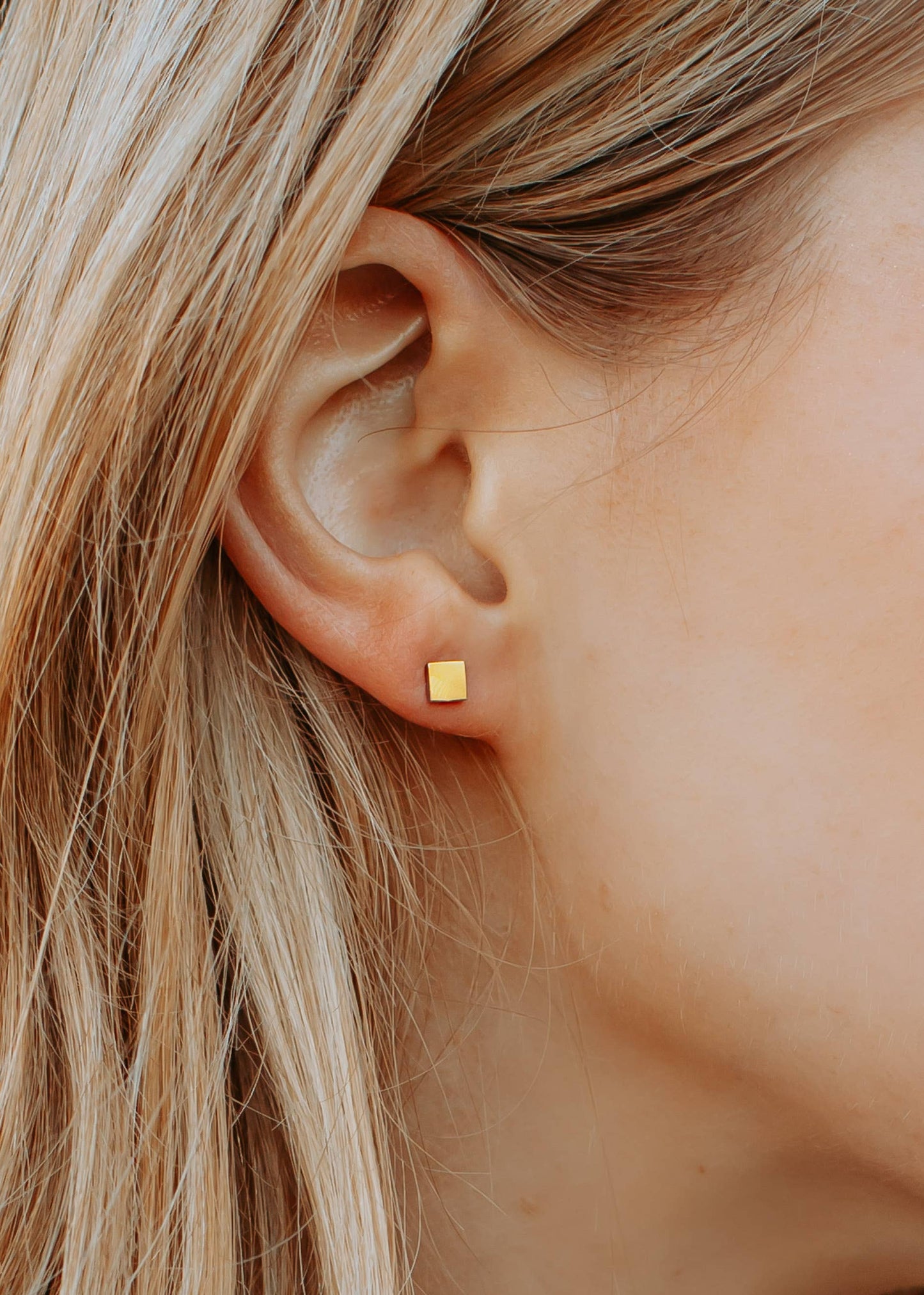 Square Stud Earrings - Gold