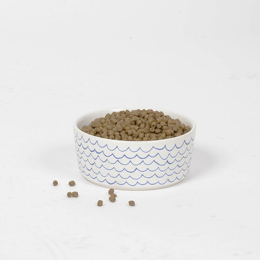 Blue Wave Ceramic Dog Bowl - Medium