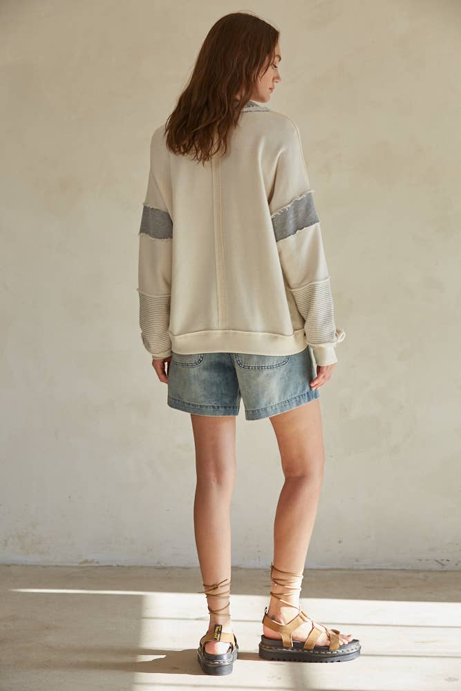 Knit Striped Long Sleeve Pullover