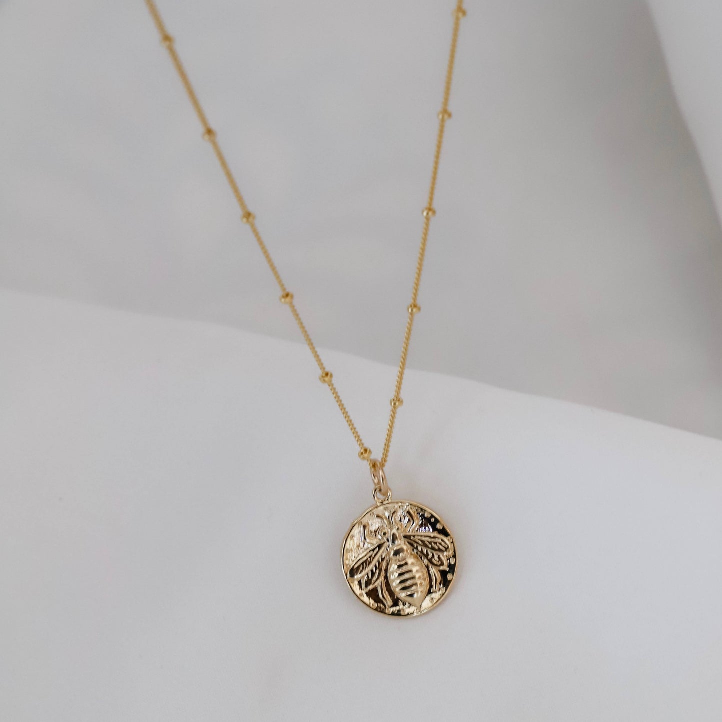 Gold Bee Medallion Necklace