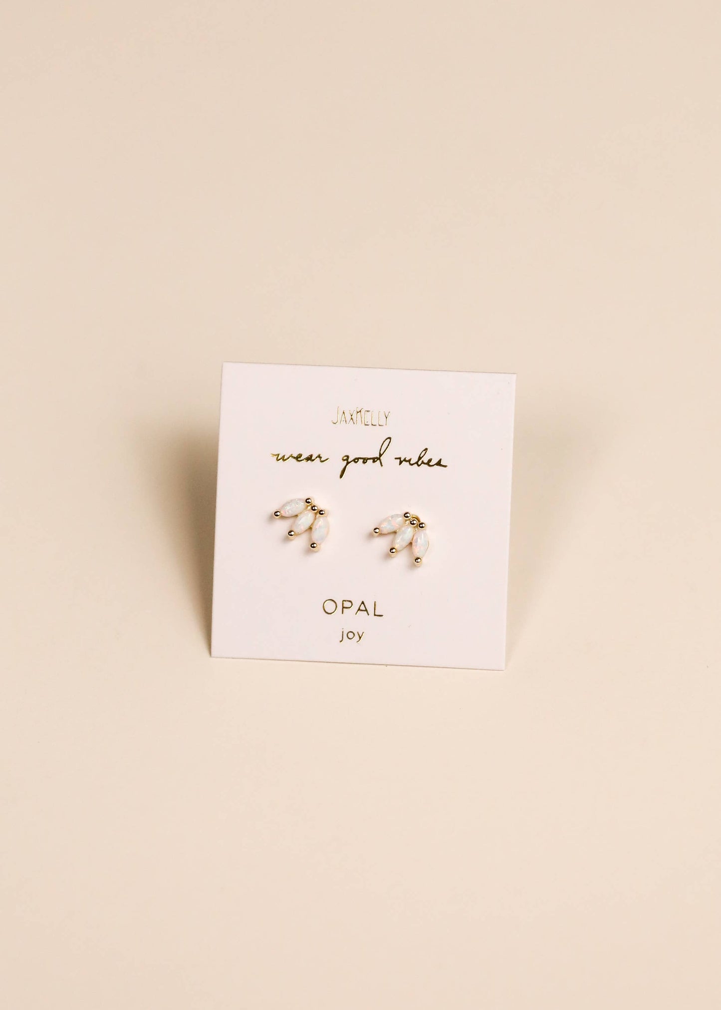 Opal Crown Stud - White - Gold Earrings