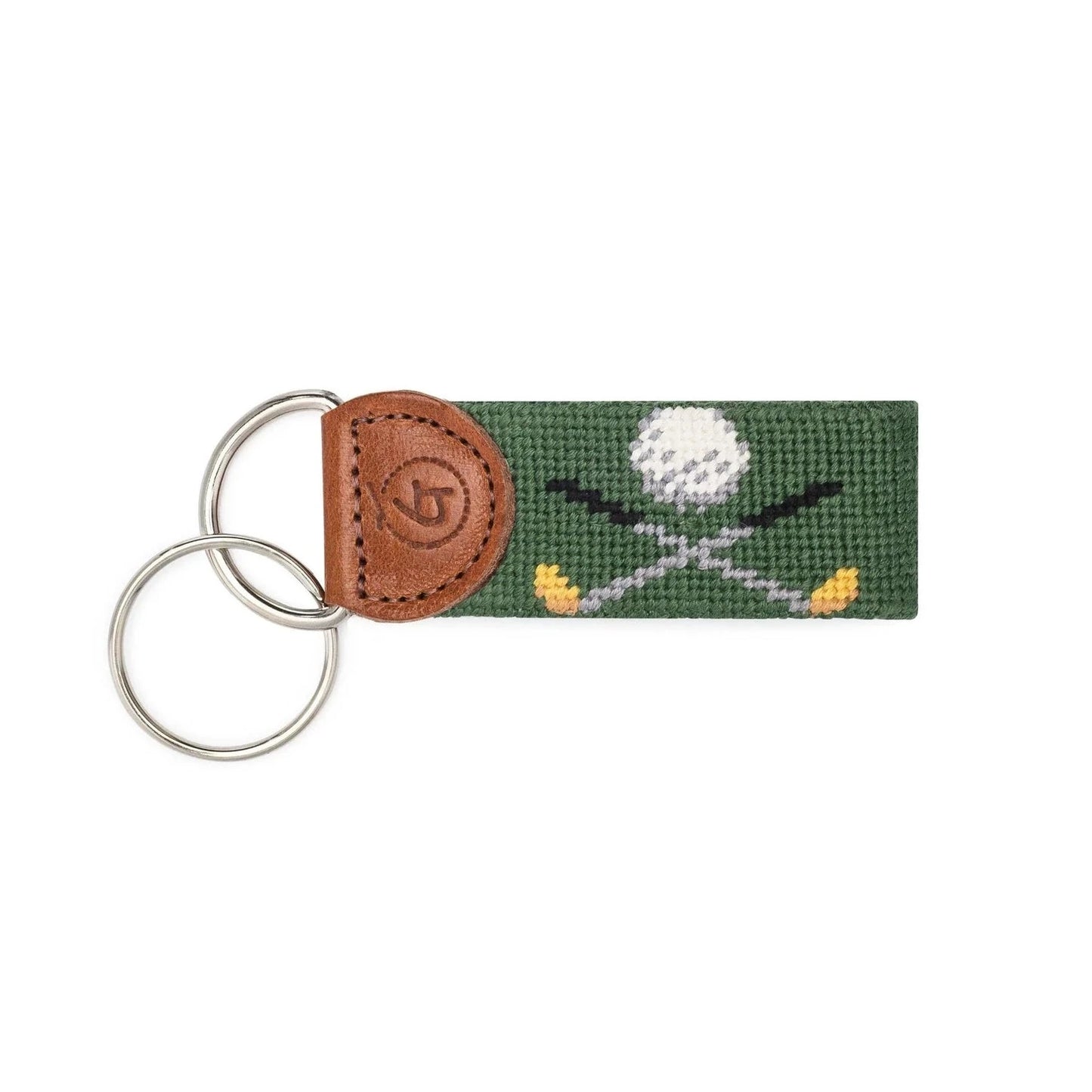 Golf Clubs Needlepoint Keychain