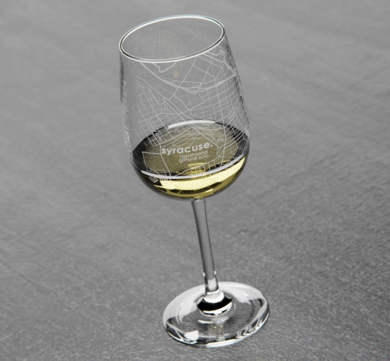 Syracuse NY Map Stemmed Wine Glass