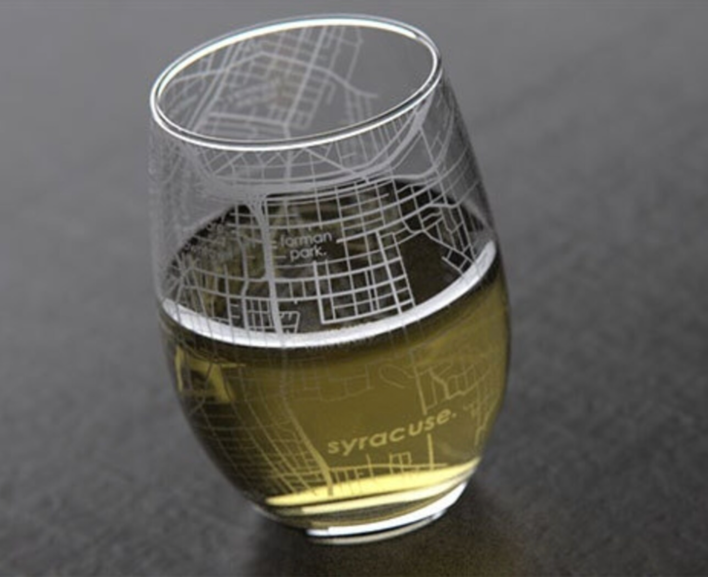 Syracuse NY Map Wine Glass