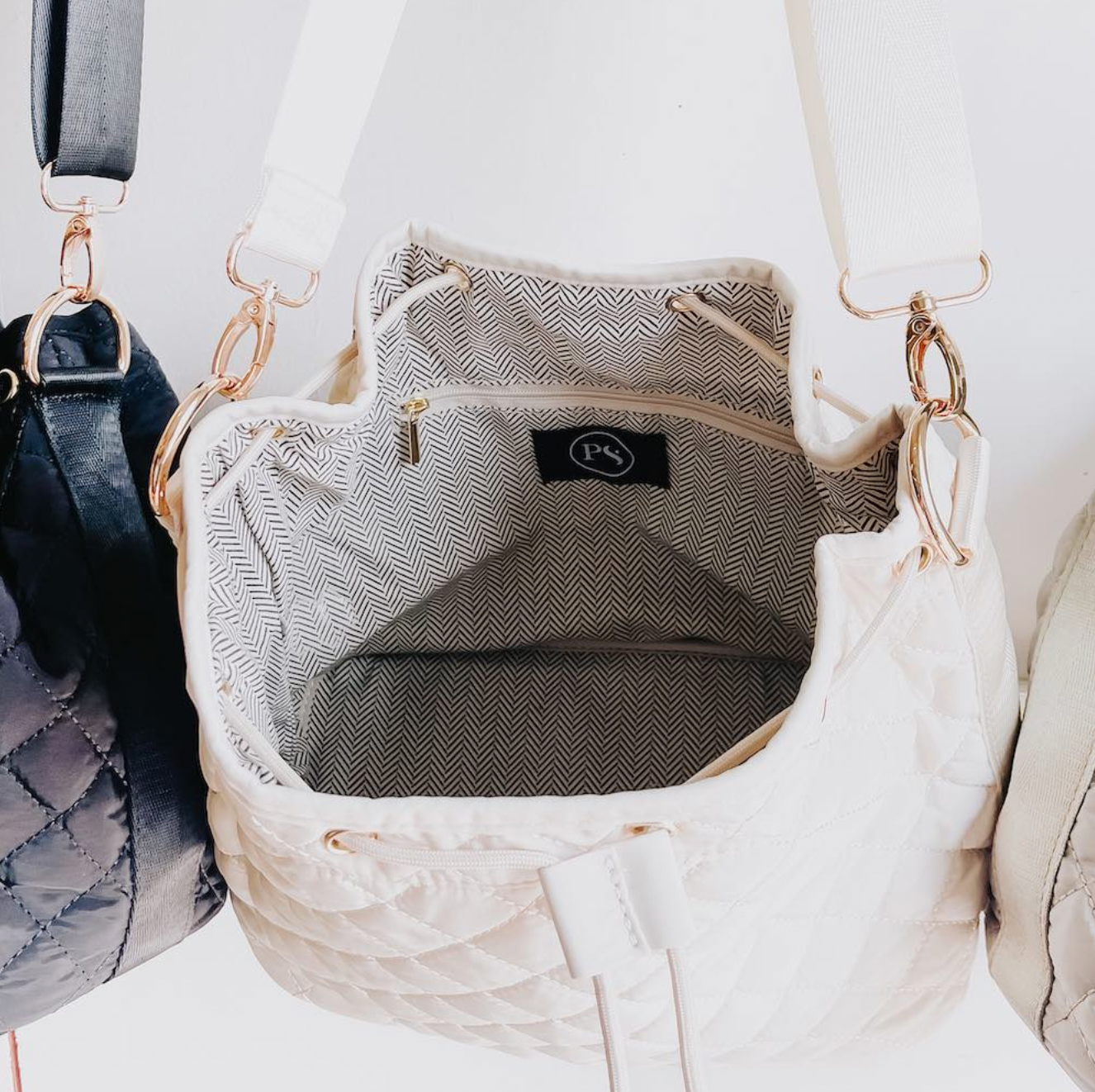 Quincey Quilted Crossbody Bag- Cream