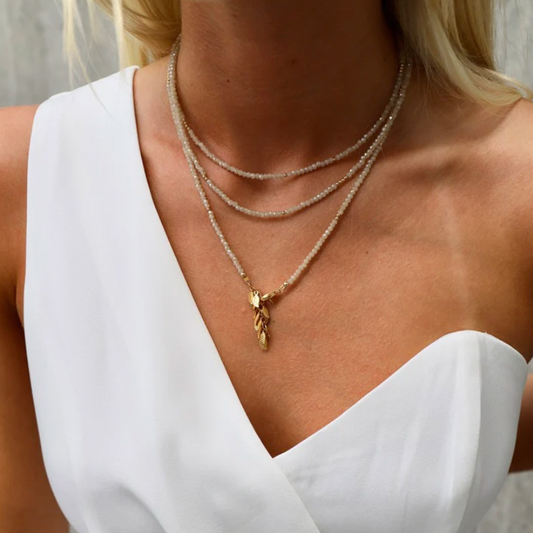 Petite Beige Crystal Wrap Necklace