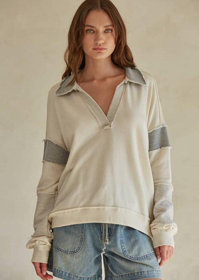 Knit Striped Long Sleeve Pullover