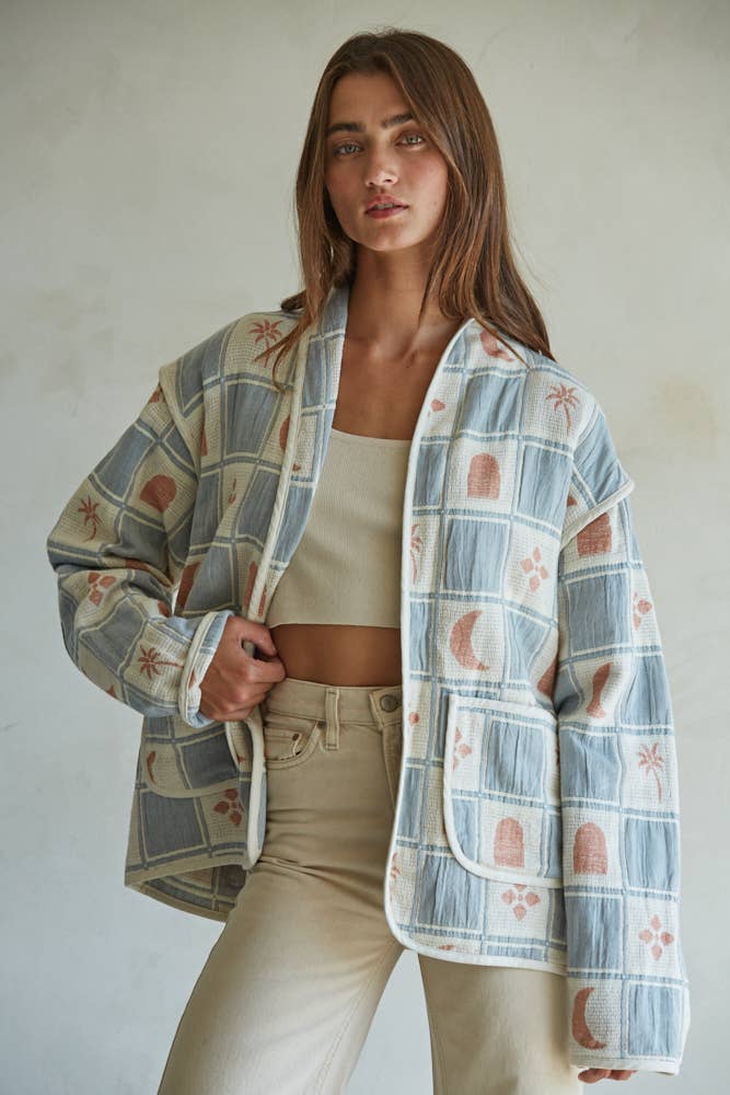 Woven Cotton Quilt Oversized Jacket