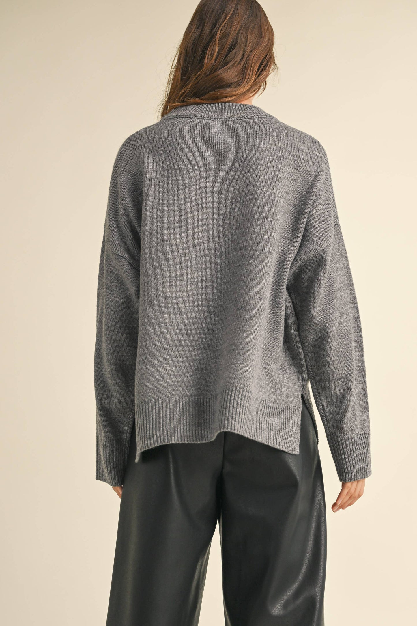 Apres Ski Letter Front Sweater - Gray