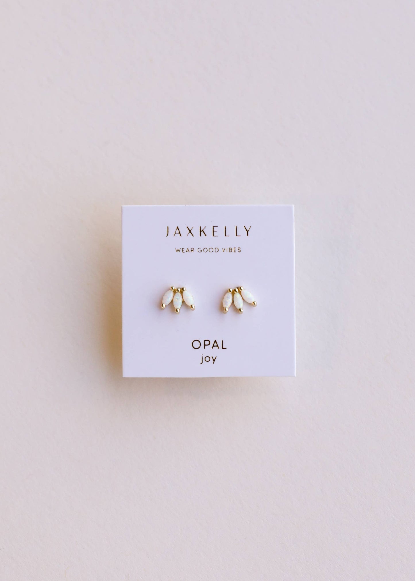 Opal Crown Stud - White - Gold Earrings