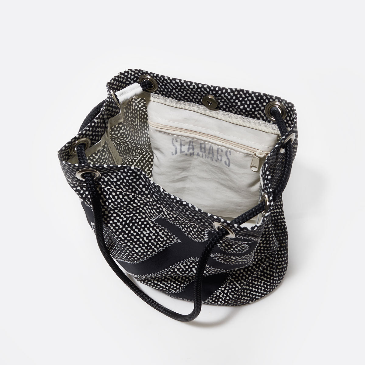 Sea Bags - Black Anchor on Barnacle Print Bucket Bag