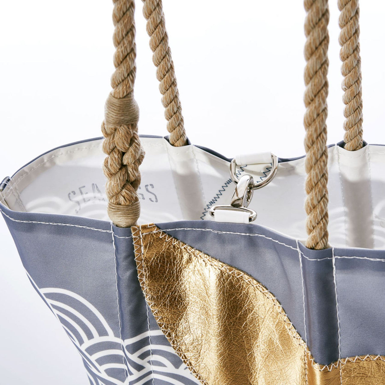Sea Bags - Gold Mermaid Tail & Waves Small Tote