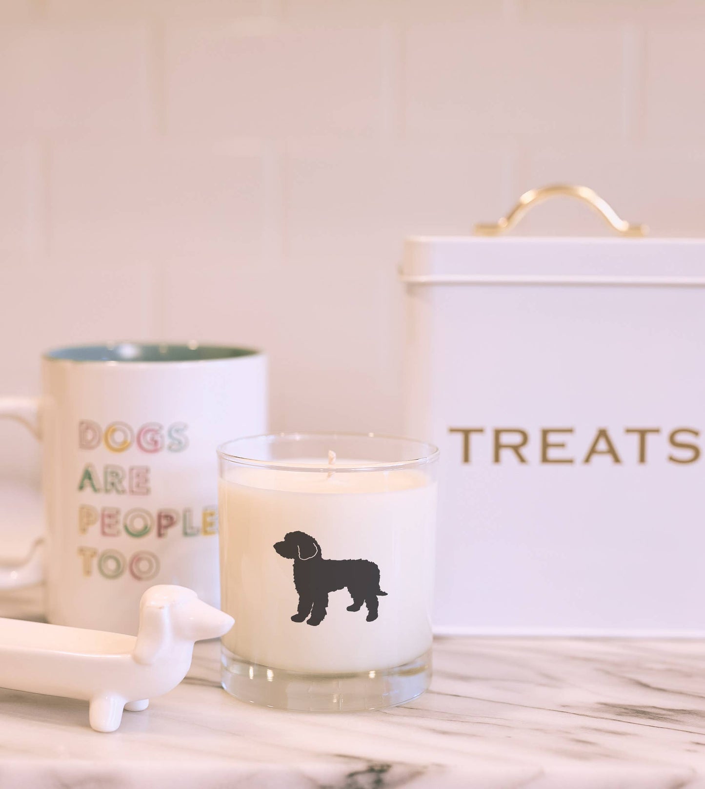 Goldendoodle Candle&Glass