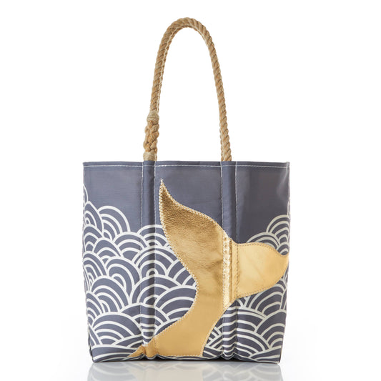 Sea Bags - Gold Mermaid Tail and Waves Tote