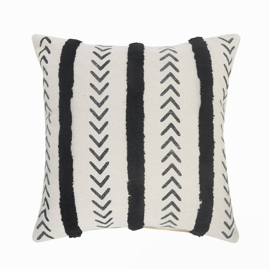 Black and Cream Tufted Pillow