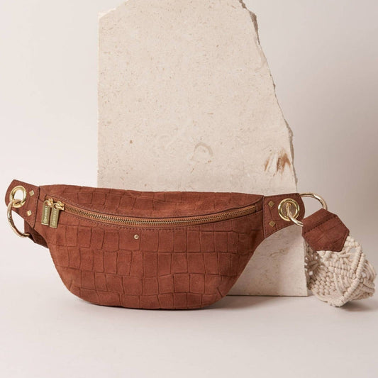 Leather Croco Fanny Pack