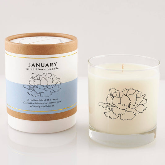 January Birth Flower Candle&Glass