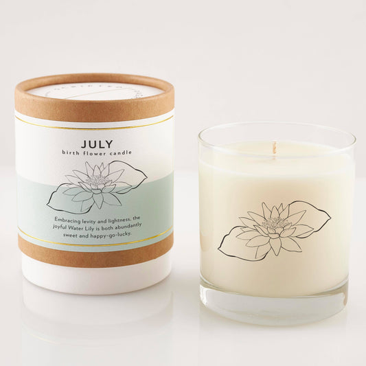July Birth Flower Candle&Glass