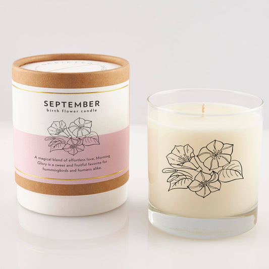 September Birth Candle&Glass
