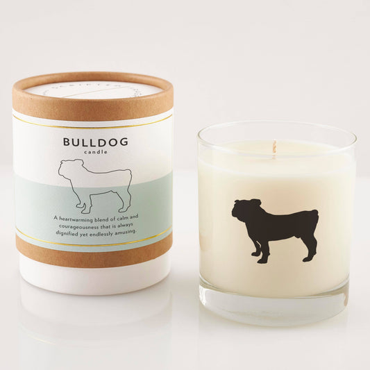 Bulldog Dog Candle&Glass