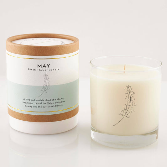 May Birth Flower Candle&Glass