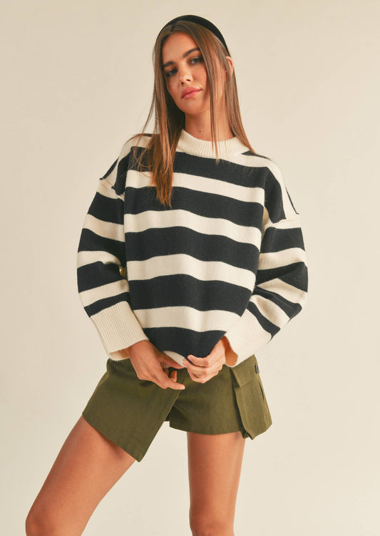 Mallarie Color Block Striped Sweater