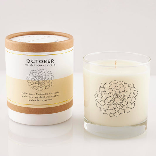 October Birth Flower Candle&Glass