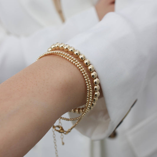 4mm Gold Filled Beaded Bracelet