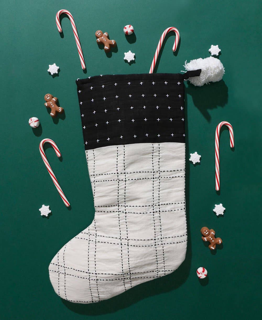 Embroidered Holiday Stocking - Bone