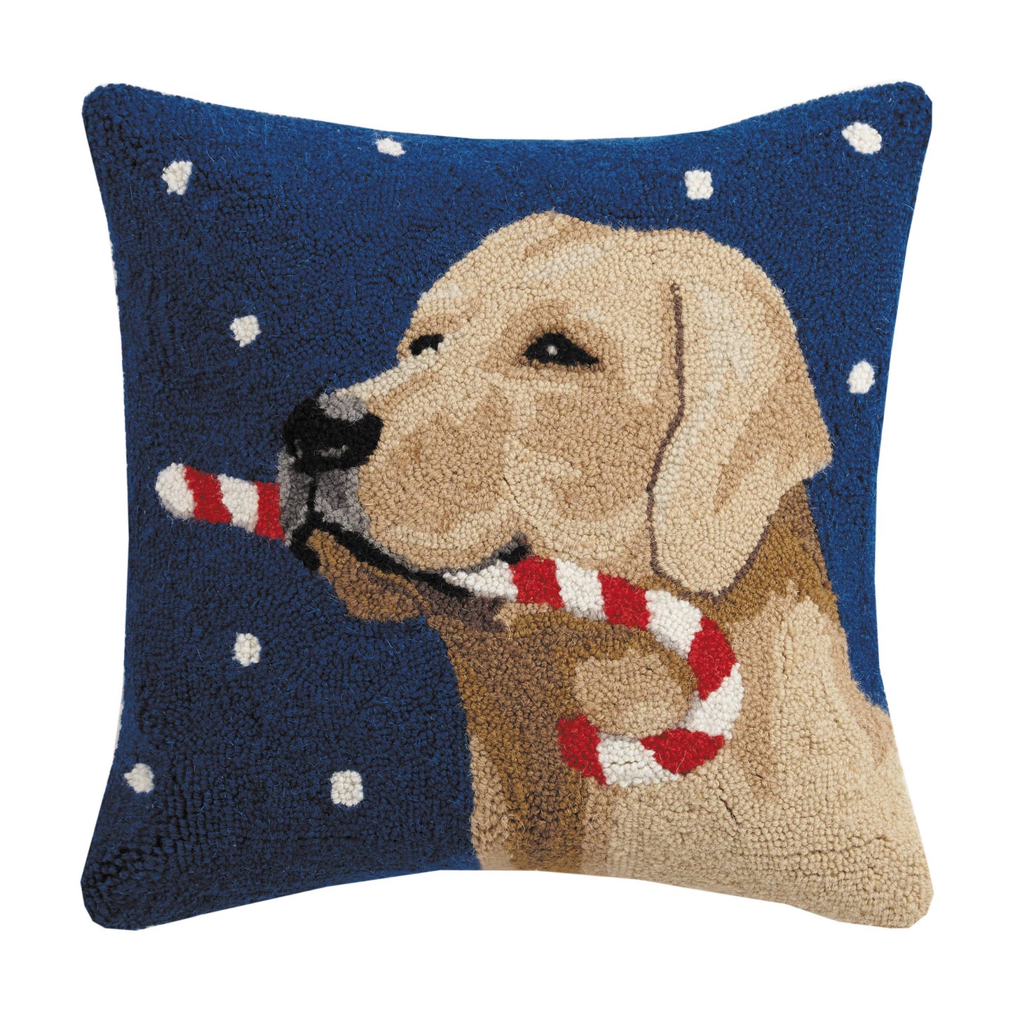 Golden Lab With Candy Cane Hook Pillow
