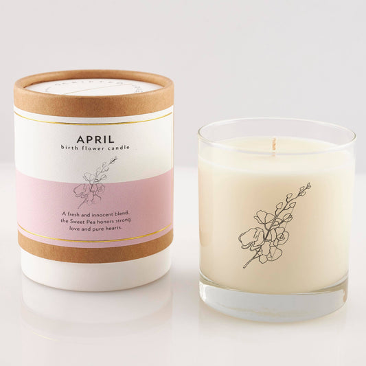 April Birth Flower Candle&Glass