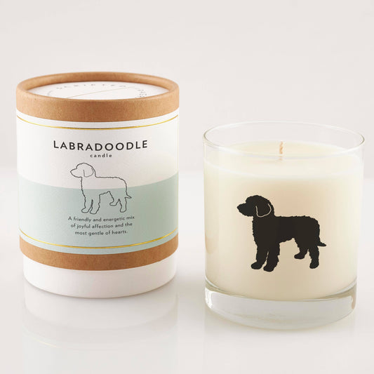 Labradoodle Candle in Rocks Glass