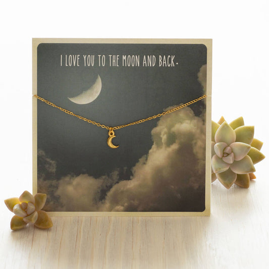 Carded Gift Necklace - Gold Moon