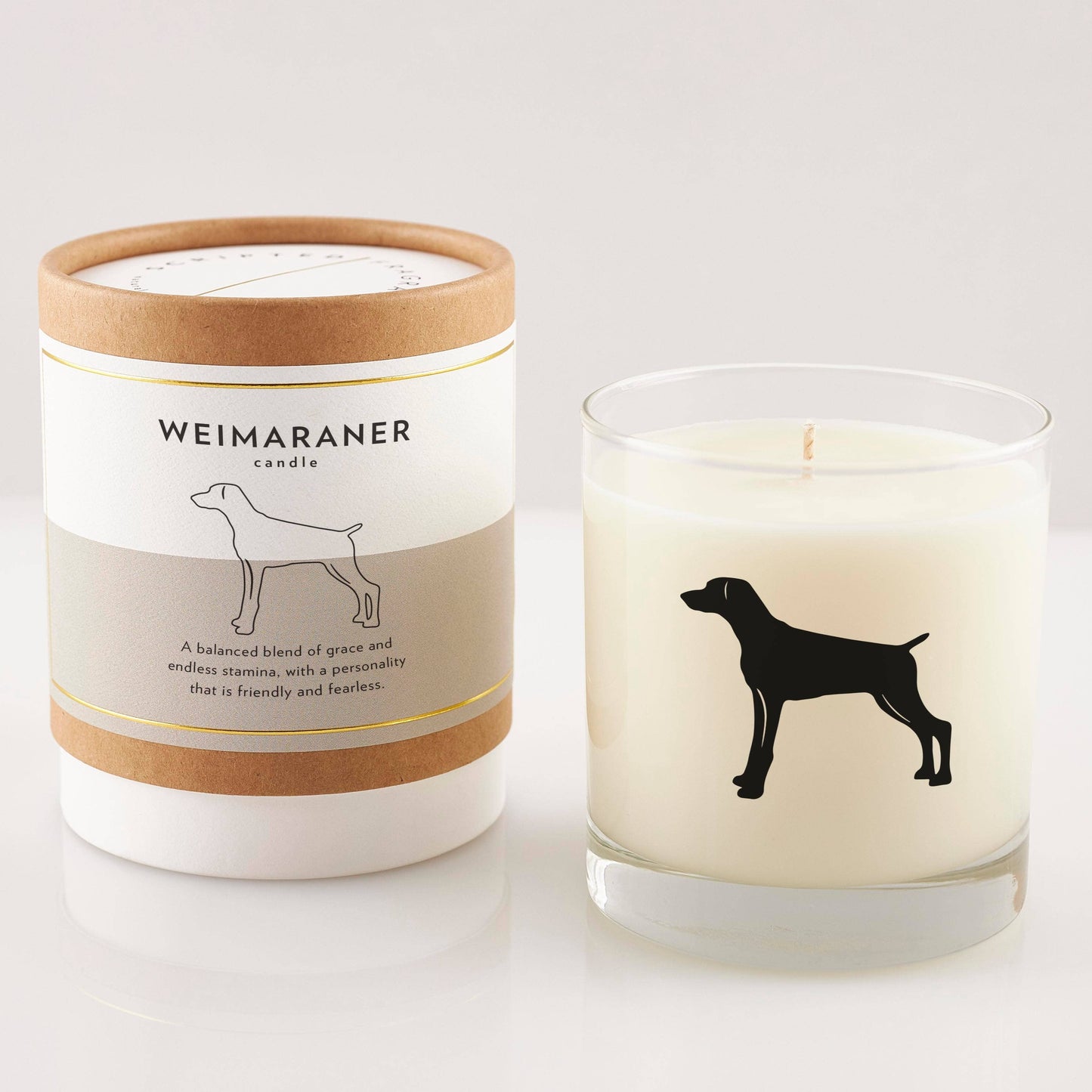 Weimaraner Candle & Glass