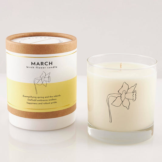 March Birth Flower Candle&Glass